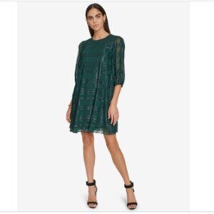 Calvin Klein Glitter Chiffon Dress Women's Dress Malachite : 2, Chiffon/Polyeste